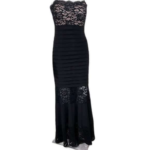 Xscape Slip lace/mesh cut outs Formal Prom Ball Dress Gown Size 6 Y2K 90s pleats - Picture 1 of 14